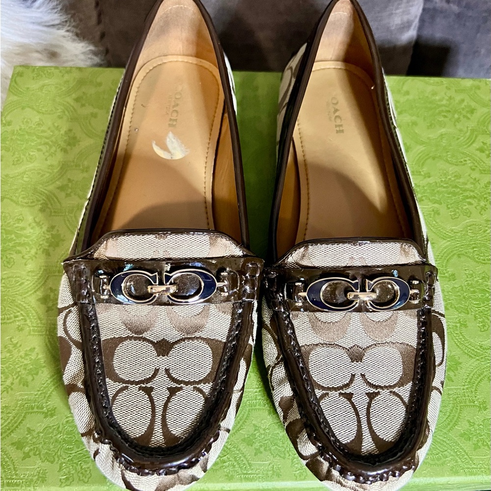 Coach Signature Canvas Loafers with Brown Accents
